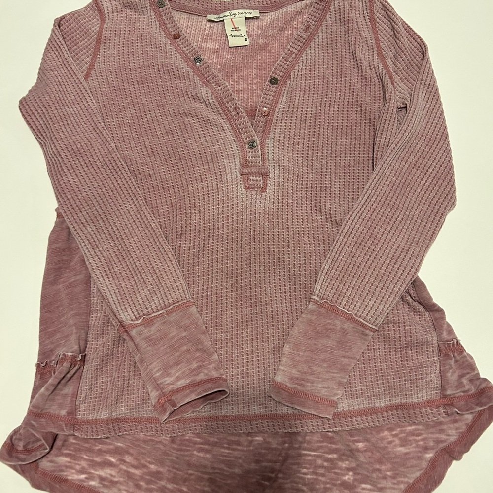 American rag pink thermal long sleeve shirt size small